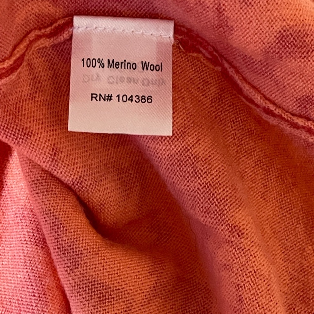 Garnet Hill Orange Floral Cardigan Sweater Button Front 100% Merino Wool Medium - Picture 6 of 7